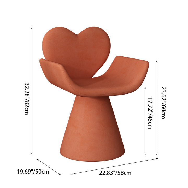 Tabouret de coiffeuse contemporain nordique en velours bois en forme de cœur pivotant avec dossier pour chambre 