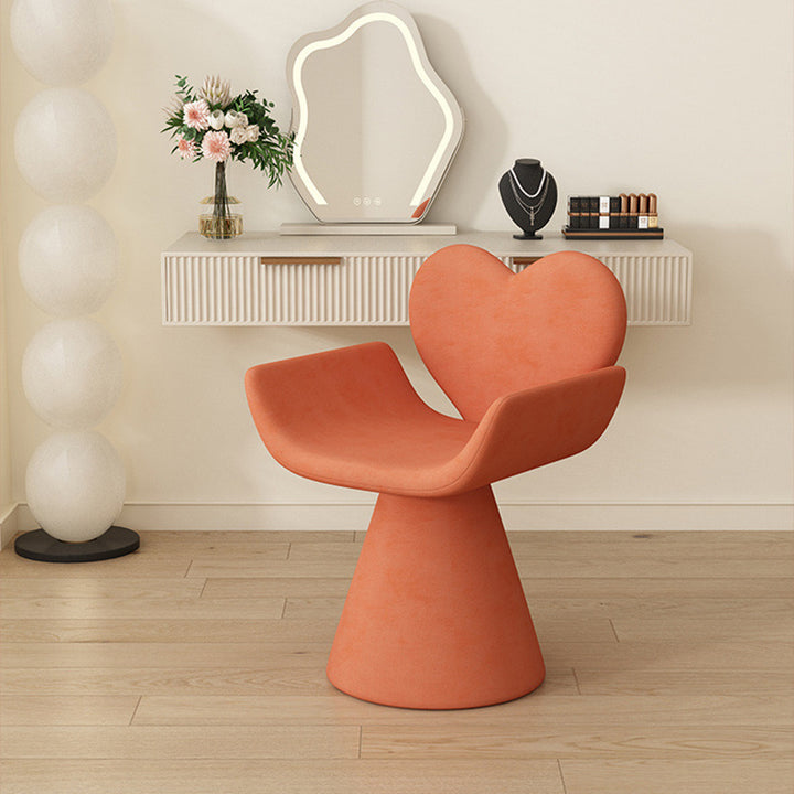 Tabouret de coiffeuse contemporain nordique en velours bois en forme de cœur pivotant avec dossier pour chambre 