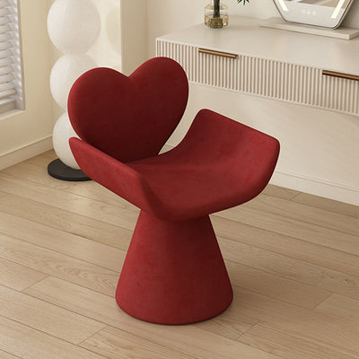 Tabouret de coiffeuse contemporain nordique en velours bois en forme de cœur pivotant avec dossier pour chambre 