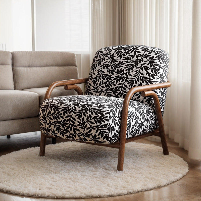 Zeitgenössischer Retro-Stoff Kohlenstoffstahl Jacquard Quadrat Akzentstuhl Mit Rückenlehne Und Armlehnen Für Wohnzimmer 