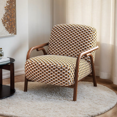 Zeitgenössischer Retro-Stoff Kohlenstoffstahl Jacquard Quadrat Akzentstuhl Mit Rückenlehne Und Armlehnen Für Wohnzimmer 