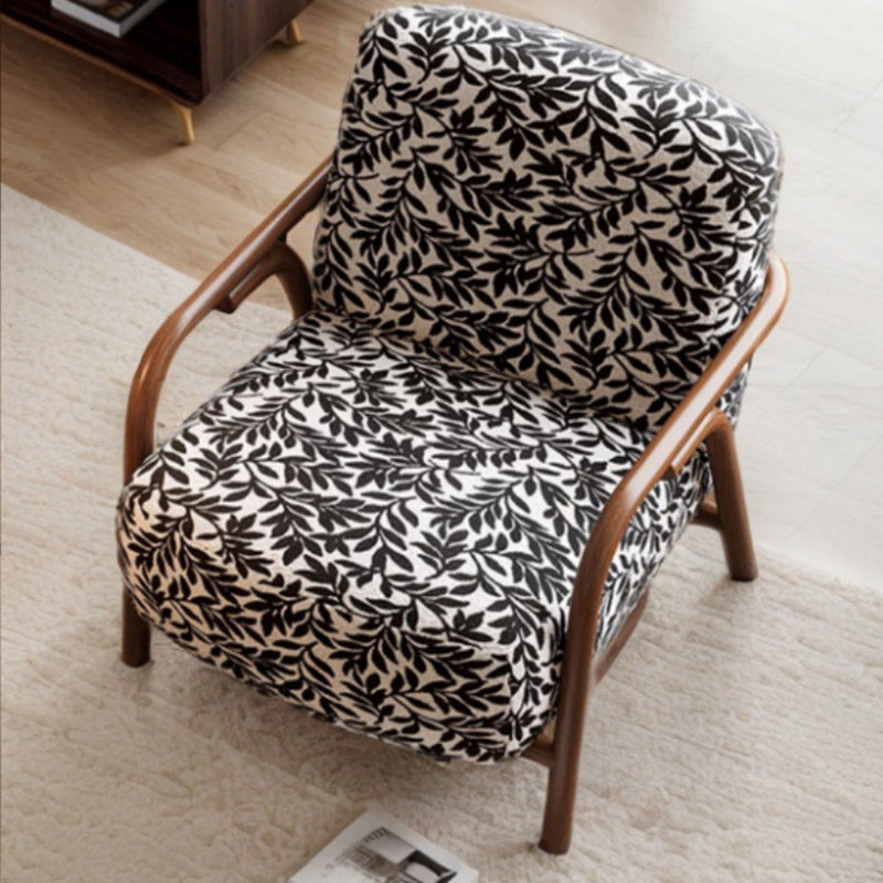 Zeitgenössischer Retro-Stoff Kohlenstoffstahl Jacquard Quadrat Akzentstuhl Mit Rückenlehne Und Armlehnen Für Wohnzimmer 
