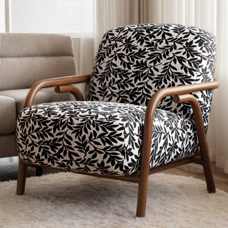 Zeitgenössischer Retro-Stoff Kohlenstoffstahl Jacquard Quadrat Akzentstuhl Mit Rückenlehne Und Armlehnen Für Wohnzimmer 