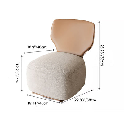 Fauteuil d'accent pivotant carré en bois nordique contemporain, cuir et coton-lin avec dossier pour salon 