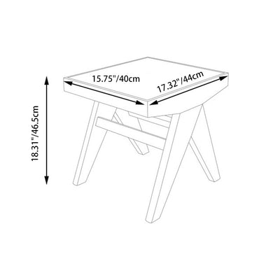 Banco rectangular de madera de caucho japonés tradicional y ratán con patas en V y asiento tejido a mano para la entrada y la sala de estar 