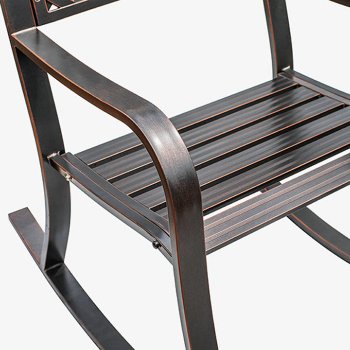 Silla mecedora tradicional europea impermeable de aluminio con patrón floral cuadrado con reposabrazos y reposapiés para patio exterior 