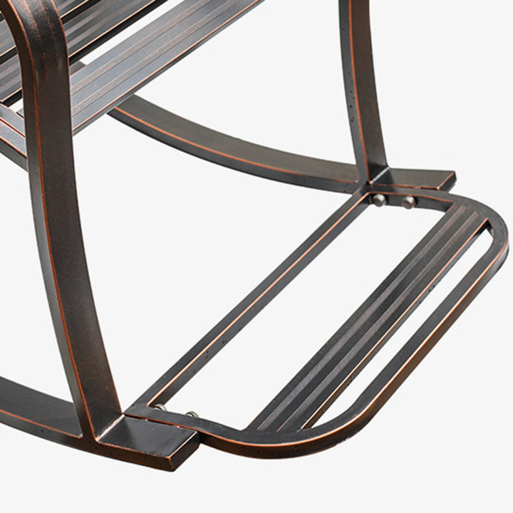 Silla mecedora tradicional europea impermeable de aluminio con patrón floral cuadrado con reposabrazos y reposapiés para patio exterior 