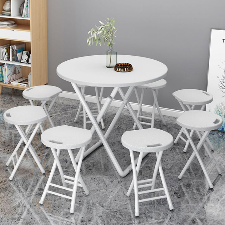 Modern Minimalist PP &amp; Carbon Steel Matte Round Folding Dining Chair With Portable Design For Kitchen &amp; Dining Room