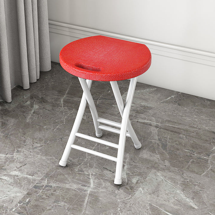 Modern Minimalist PP &amp; Carbon Steel Matte Round Folding Dining Chair With Portable Design For Kitchen &amp; Dining Room