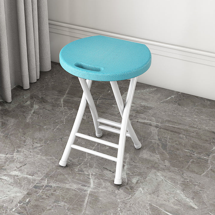 Modern Minimalist PP &amp; Carbon Steel Matte Round Folding Dining Chair With Portable Design For Kitchen &amp; Dining Room