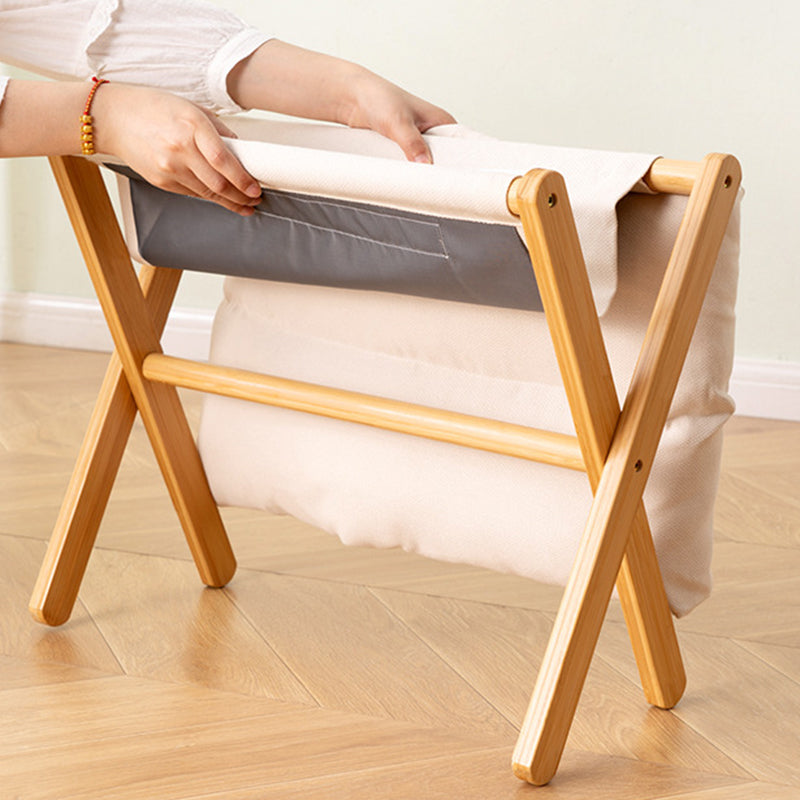 Contemporary Scandinavian Bamboo Faux Cashmere Rectangular Footstool With Foldable Design For Living Room And Entryway