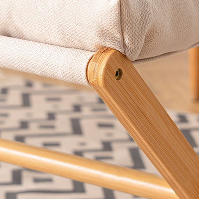 Contemporary Scandinavian Bamboo Faux Cashmere Rectangular Footstool With Foldable Design For Living Room And Entryway
