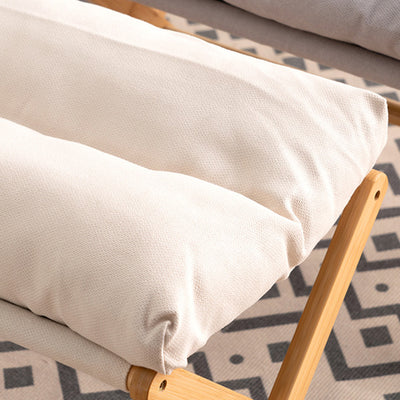 Contemporary Scandinavian Bamboo Faux Cashmere Rectangular Footstool With Foldable Design For Living Room And Entryway