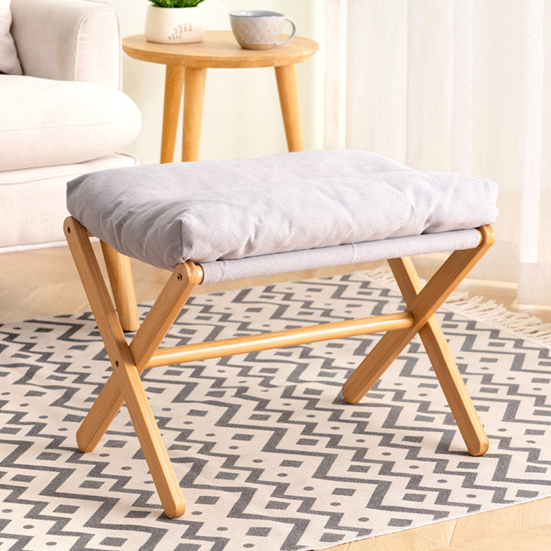 Contemporary Scandinavian Bamboo Faux Cashmere Rectangular Footstool With Foldable Design For Living Room And Entryway