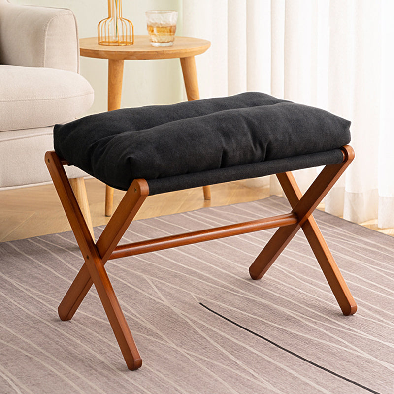 Contemporary Scandinavian Bamboo Faux Cashmere Rectangular Footstool With Foldable Design For Living Room And Entryway