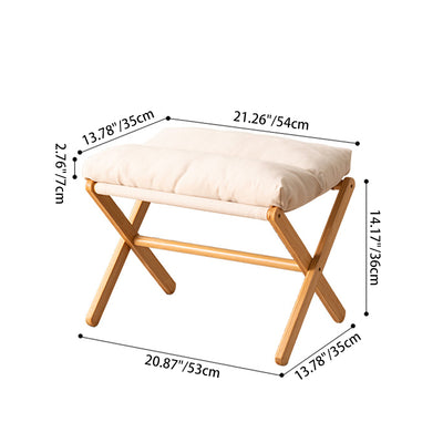 Contemporary Scandinavian Bamboo Faux Cashmere Rectangular Footstool With Foldable Design For Living Room And Entryway
