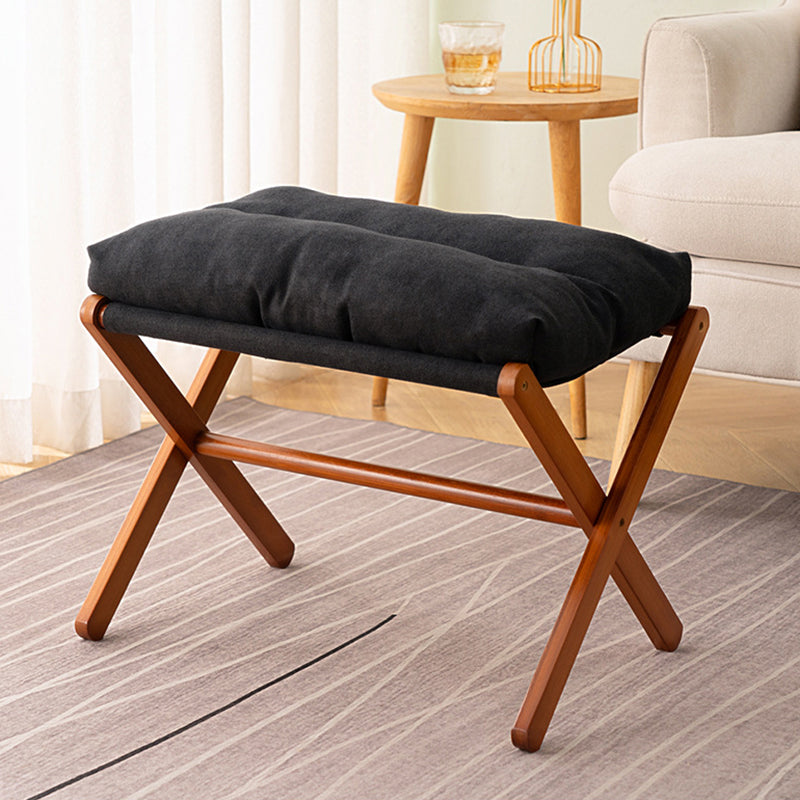 Contemporary Scandinavian Bamboo Faux Cashmere Rectangular Footstool With Foldable Design For Living Room And Entryway