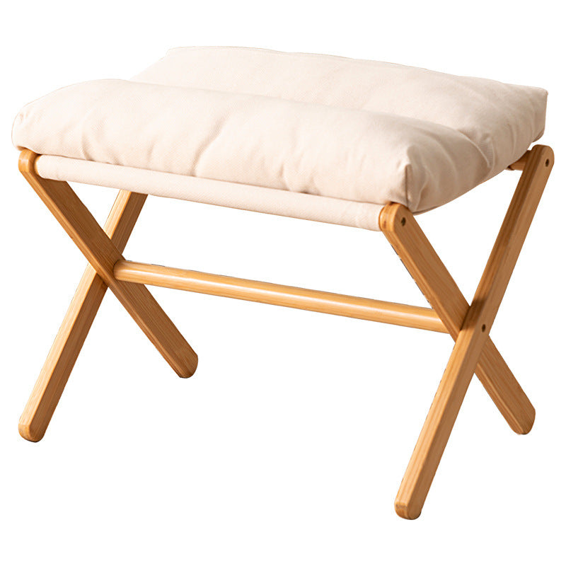 Contemporary Scandinavian Bamboo Faux Cashmere Rectangular Footstool With Foldable Design For Living Room And Entryway
