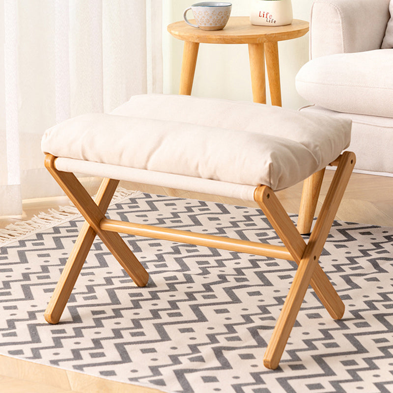 Contemporary Scandinavian Bamboo Faux Cashmere Rectangular Footstool With Foldable Design For Living Room And Entryway