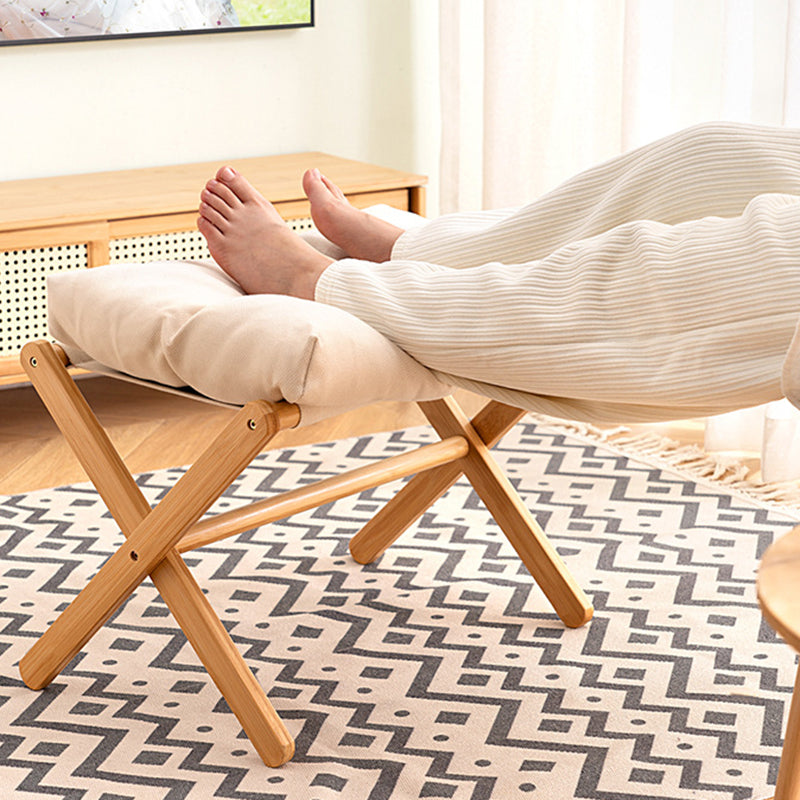 Contemporary Scandinavian Bamboo Faux Cashmere Rectangular Footstool With Foldable Design For Living Room And Entryway