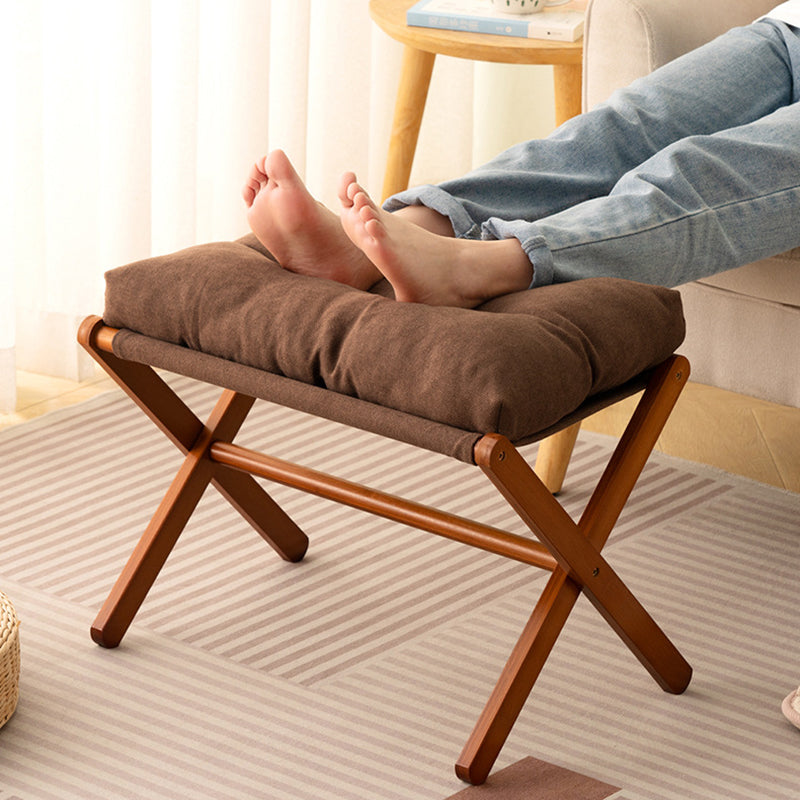 Contemporary Scandinavian Bamboo Faux Cashmere Rectangular Footstool With Foldable Design For Living Room And Entryway