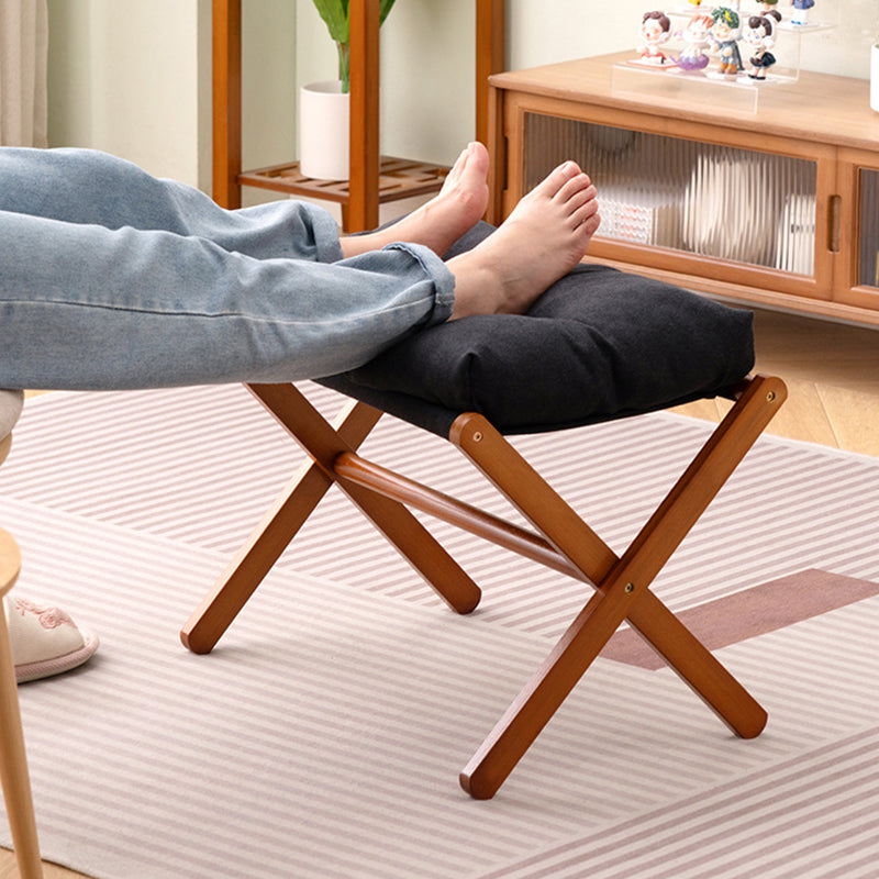 Contemporary Scandinavian Bamboo Faux Cashmere Rectangular Footstool With Foldable Design For Living Room And Entryway