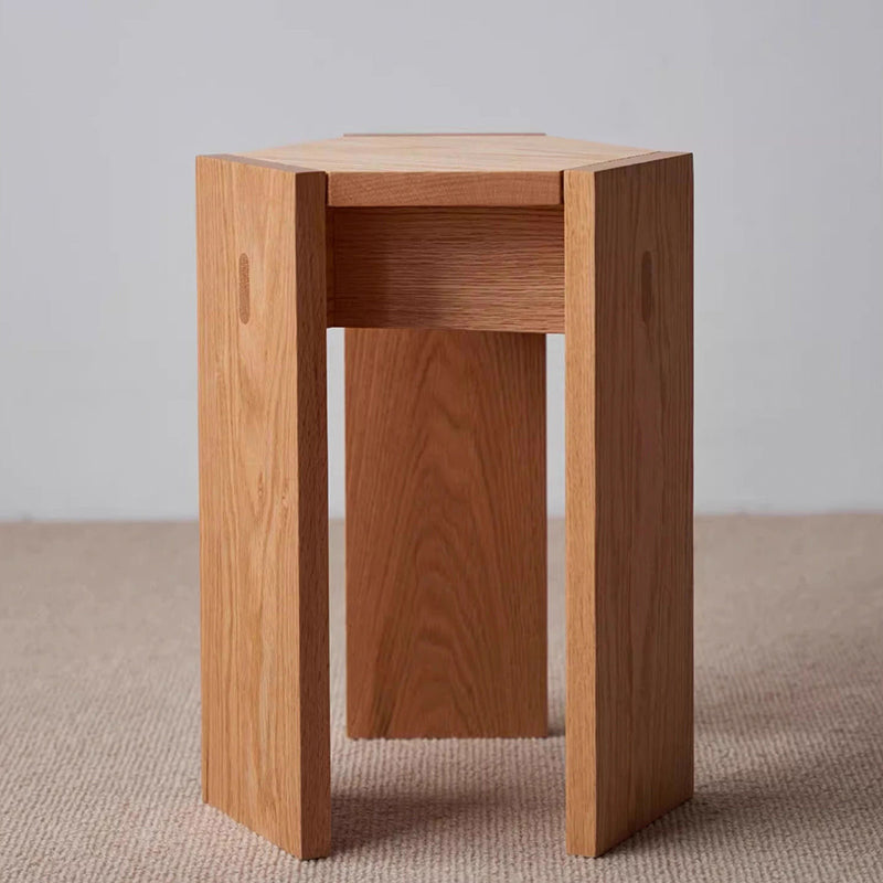 Modern Simplicity Solid Wood Hexagonal Honeycomb Low Stool With Stackable Design For Living Room