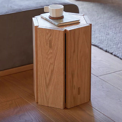 Modern Simplicity Solid Wood Hexagonal Honeycomb Low Stool With Stackable Design For Living Room