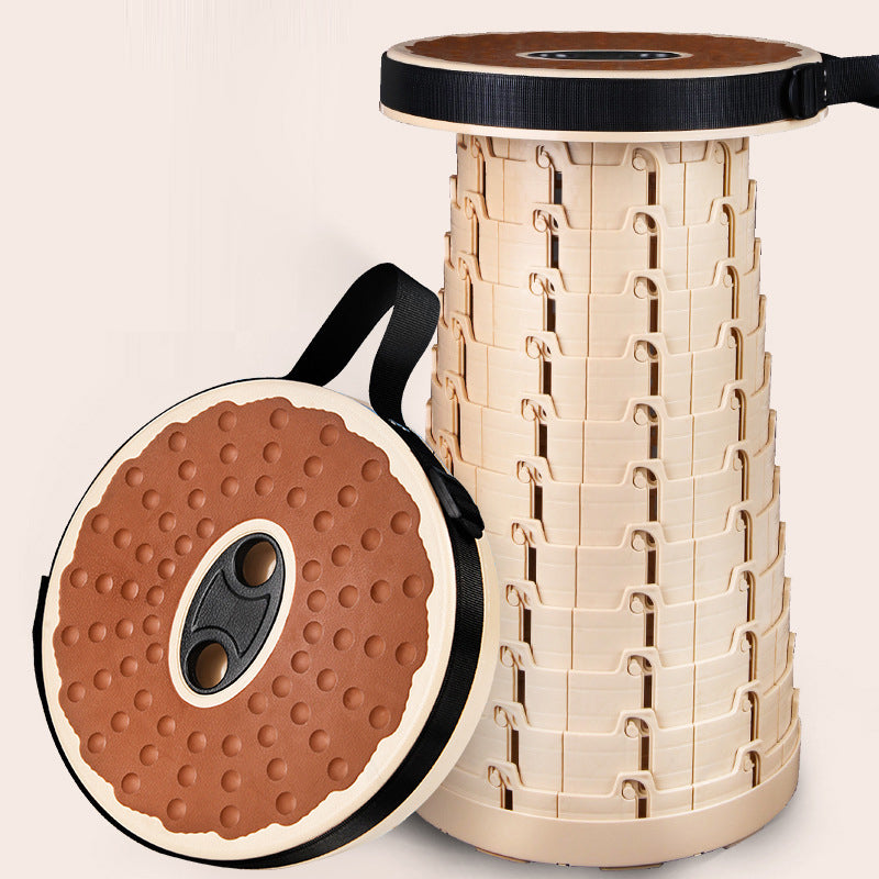 Contemporary Creative Plastic Round Textured Camping Low Stool With Adjustable Foldable Design For Outdoor Patio