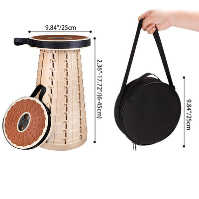 Contemporary Creative Plastic Round Textured Camping Low Stool With Adjustable Foldable Design For Outdoor Patio