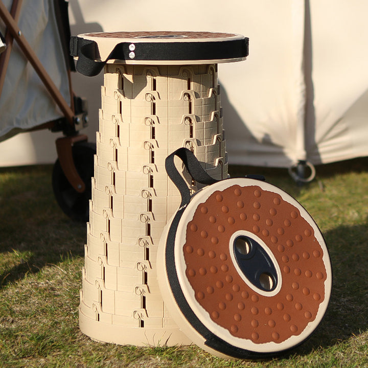 Contemporary Creative PP Round Textured Camping Low Stool With Adjustable Foldable Design For Outdoor Patio