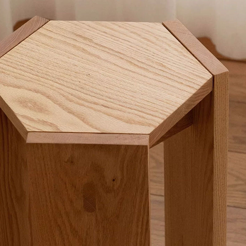 Modern Simplicity Solid Wood Hexagonal Honeycomb Low Stool With Stackable Design For Living Room