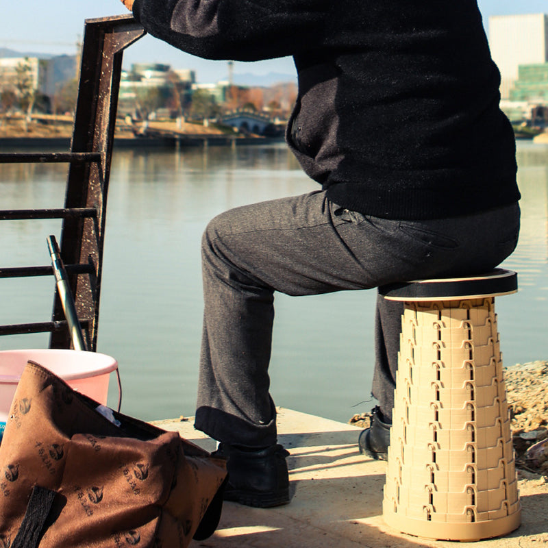 Contemporary Creative Plastic Round Textured Camping Low Stool With Adjustable Foldable Design For Outdoor Patio