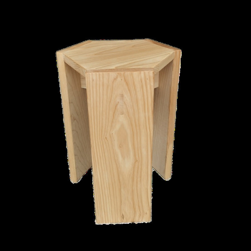 Modern Simplicity Solid Wood Hexagonal Honeycomb Low Stool With Stackable Design For Living Room