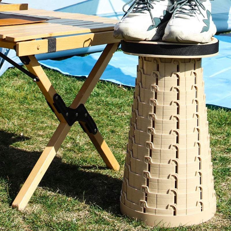 Contemporary Creative PP Round Textured Camping Low Stool With Adjustable Foldable Design For Outdoor Patio