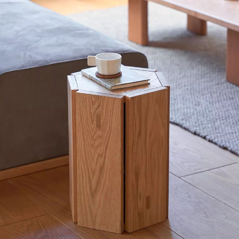 Modern Simplicity Solid Wood Hexagonal Honeycomb Low Stool With Stackable Design For Living Room