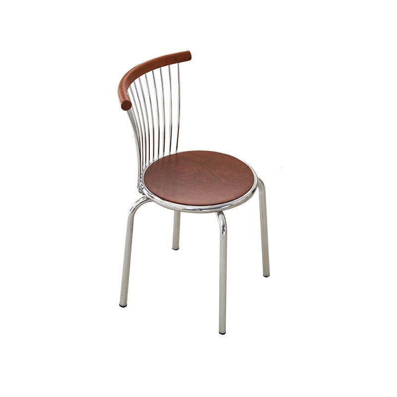 Modern Mid-Century Beech Wood Plywood Iron Round Line Dining Chair With Backrest For Dining Room