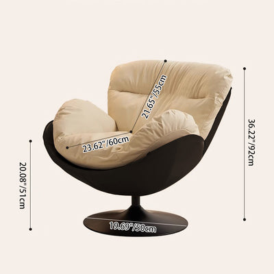 Chaise de salon pivotante avec dossier en cuir nordique contemporain à gratter pour chat, métal, base ronde incurvée pour salon 