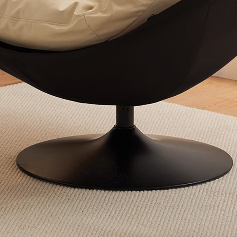 Chaise de salon pivotante avec dossier en cuir nordique contemporain à gratter pour chat, métal, base ronde incurvée pour salon 