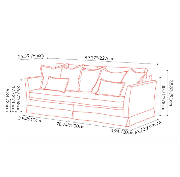 Removable Cover Sofa with Birch Frame – Elegant French 3/4-Seater Accent Chair for Living Room