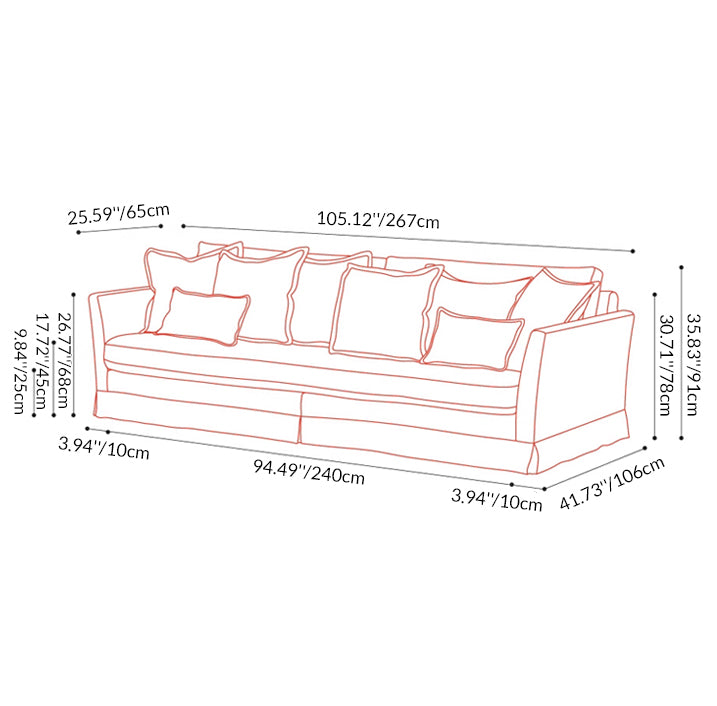Removable Cover Sofa with Birch Frame – Elegant French 3/4-Seater Accent Chair for Living Room