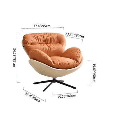 360° Swivel Cradle Accent Chair With Silicone Leather Upholstery - Nordic Lounge For Living Room Or Home Office