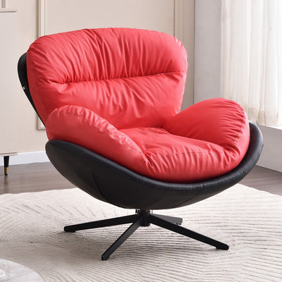 360° Swivel Cradle Accent Chair With Silicone Leather Upholstery - Nordic Lounge For Living Room Or Home Office