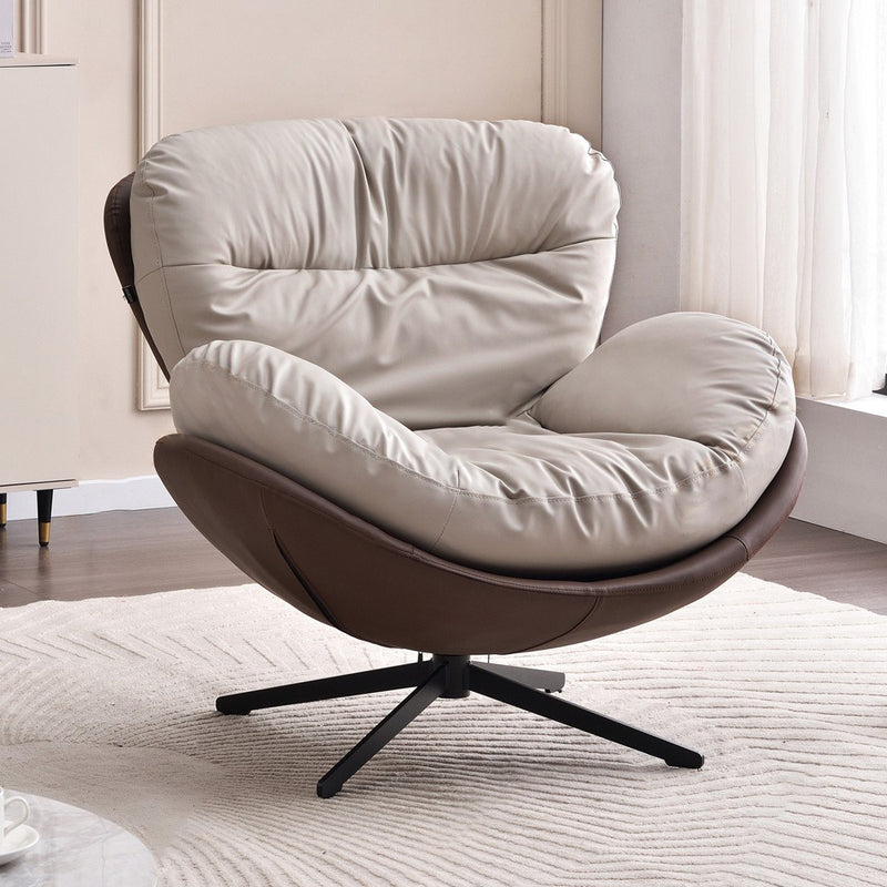 360° Swivel Cradle Accent Chair With Silicone Leather Upholstery - Nordic Lounge For Living Room Or Home Office