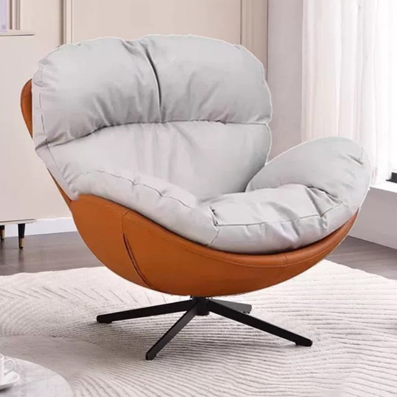 360° Swivel Cradle Accent Chair With Silicone Leather Upholstery - Nordic Lounge For Living Room Or Home Office