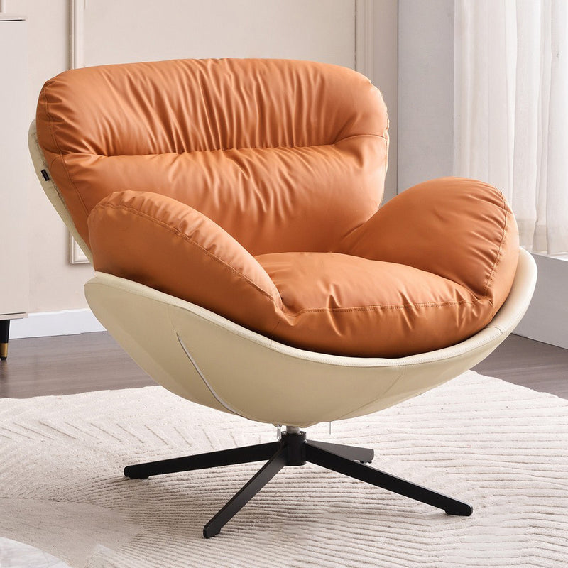 360° Swivel Cradle Accent Chair With Silicone Leather Upholstery - Nordic Lounge For Living Room Or Home Office