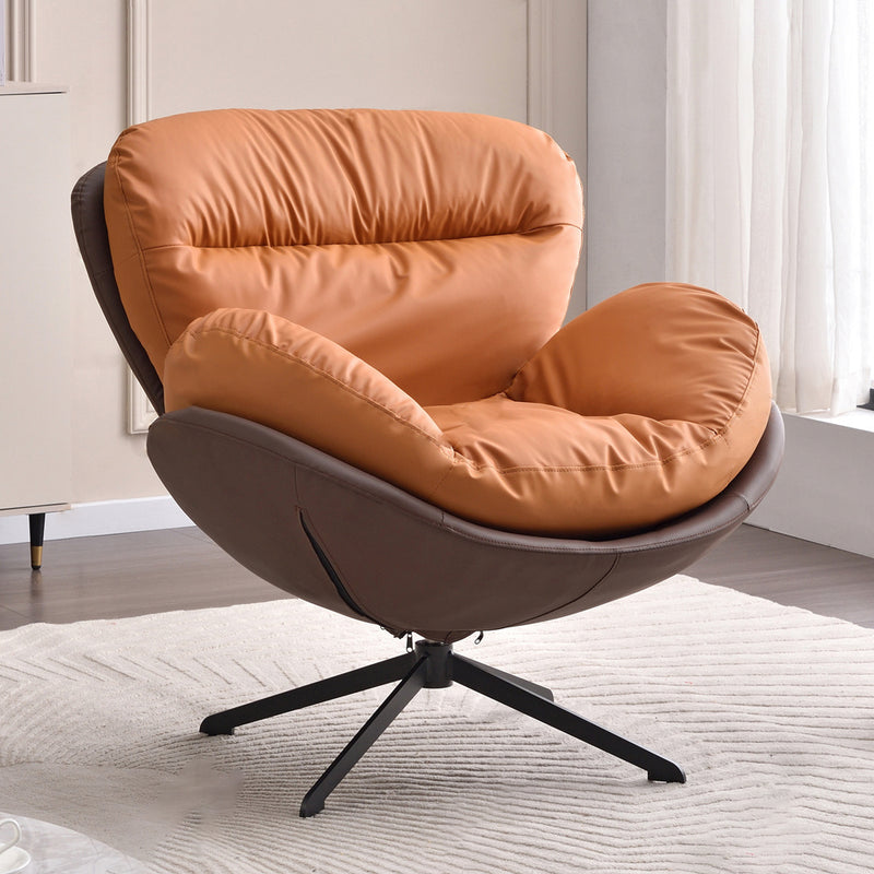 360° Swivel Cradle Accent Chair With Silicone Leather Upholstery - Nordic Lounge For Living Room Or Home Office