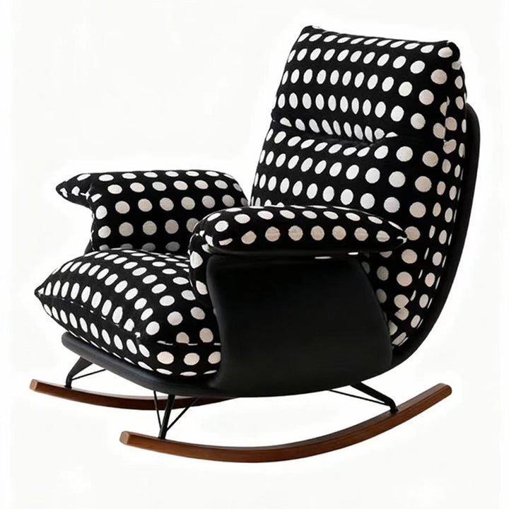 Moderner Mid-Century-Stoff Kunstleder Eisen Holz Polka Dot Schaukelstuhl Rückenlehne Armlehne für Wohnzimmer 