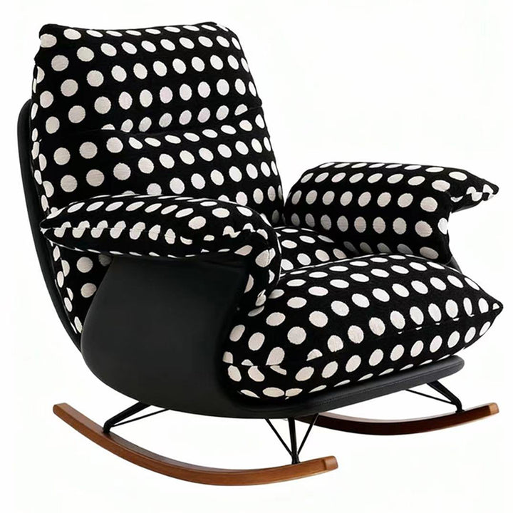 Moderner Mid-Century-Stoff Kunstleder Eisen Holz Polka Dot Schaukelstuhl Rückenlehne Armlehne für Wohnzimmer 