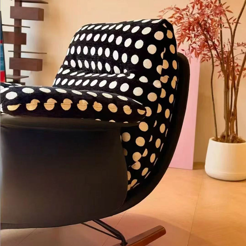 Moderner Mid-Century-Stoff Kunstleder Eisen Holz Polka Dot Schaukelstuhl Rückenlehne Armlehne für Wohnzimmer 